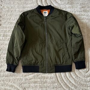 Old Navy Kids Olive Green Bomber Jacket with Black Trim